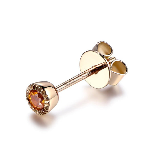Petite Yellow Sapphire Milgrain Stud Earrings 18K Gold, 1 Pair