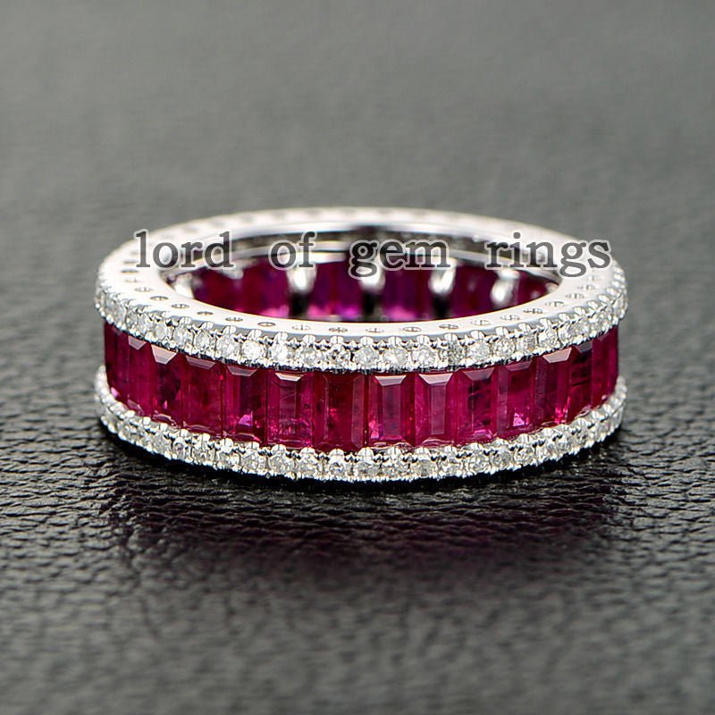Pink Sapphire Diamond September Birthstone Band - Lord of Gem Rings