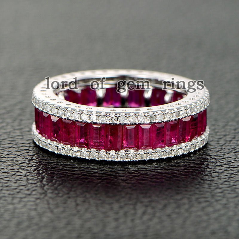 Pink Sapphire Diamond September Birthstone Band - Lord of Gem Rings