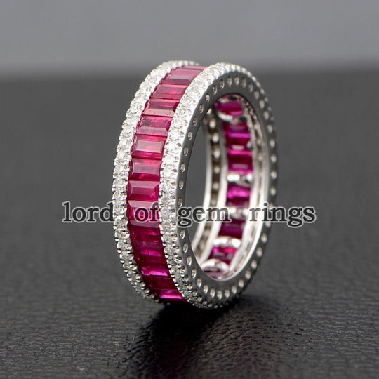 Pink Sapphire Diamond September Birthstone Band