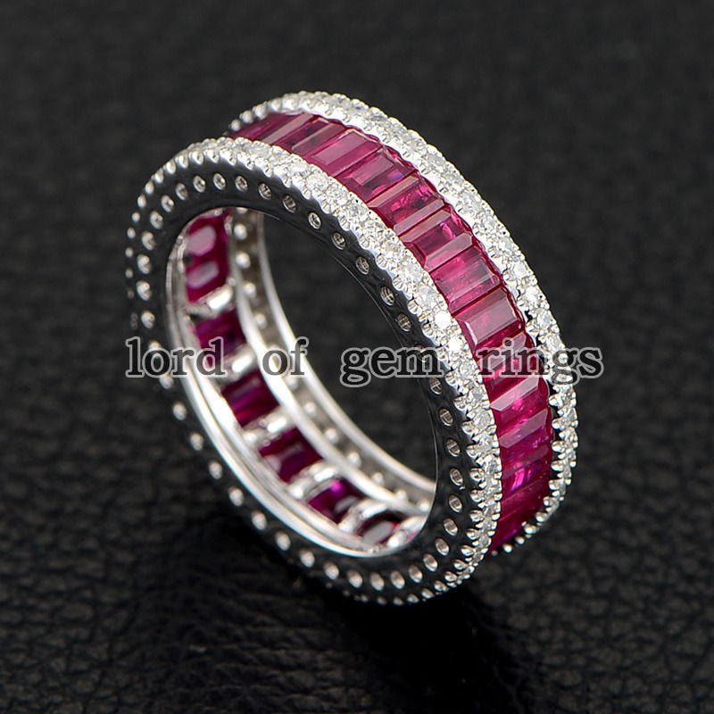 Pink Sapphire Diamond September Birthstone Band - Lord of Gem Rings