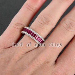 Pink Sapphire Diamond September Birthstone Band - Lord of Gem Rings
