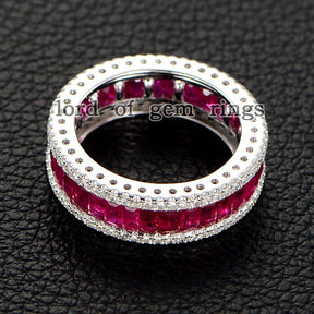 Pink Sapphire Diamond September Birthstone Band - Lord of Gem Rings