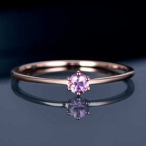 Pink Sapphire Pinky Rings, Stackable Rings 18k Rose Gold - Lord of Gem Rings