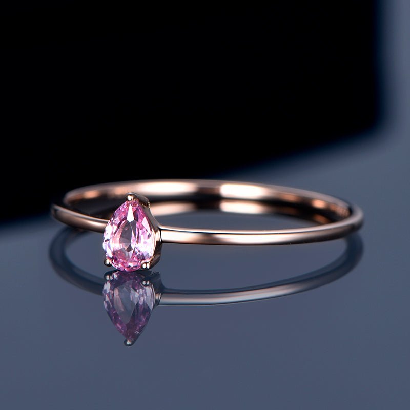 Pink Sapphire Pinky Rings, Stackable Rings 18k Rose Gold - Lord of Gem Rings