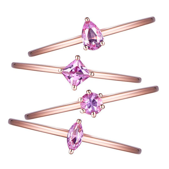 Pink Sapphire Pinky Rings, Stackable Rings 18k Rose Gold