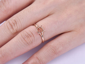 Plain Gold Engagement Semi Mount Ring 14K Rose Gold Round 6.5mm - Lord of Gem Rings
