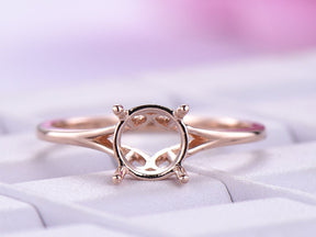 Plain Gold Engagement Semi Mount Ring 14K Rose Gold Round 6.5mm - Lord of Gem Rings