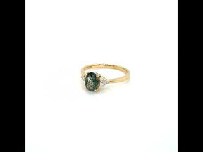 Oval Moss Agate Cluster Ring