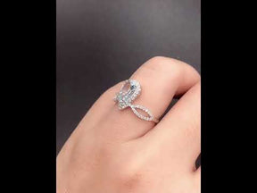 1.3ct Vintage Pear Aquamarine Diamond Engagement Ring 14K White Gold