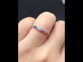 Round Moissanite Engagement Ring Rainbow Birthstones