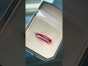 Channel Set Natural Ruby Diamond Eternity Band 14K Yellow Gold