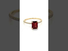 Emerald Cut Garnet Engagement Ring Diamond Accents