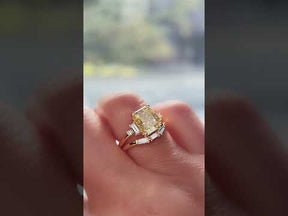 3 Carat Radiant Cut Moissanite Engagement Wedding Ring Set in 14K Gold - Elongé Nova