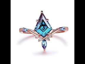 Kite Cut Alexandrite Ring in Silver