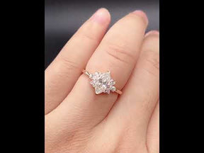 1.1ct Marquise Moissanite with Pear cut Moissanite accent Engagement Ring