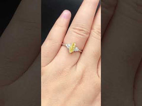 Marquise Yellow Moissanite Diamond Engagement Ring in 14K Gold