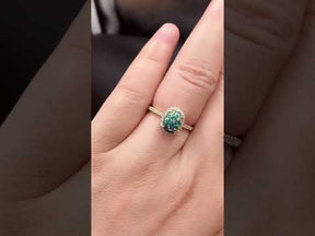 Oval Black Opal Engagement Diamond Halo Ring 14K Gold