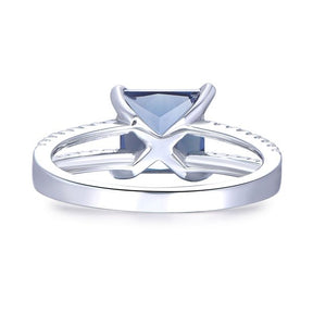 Princess Alexandrite Diamond Split Shank Ring 14K White Gold - Lord of Gem Rings