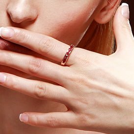 Princess Cut Genuine Ruby July Birthstone Band 18K Gold - Lord of Gem Rings