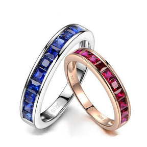 Princess Cut Genuine Ruby July Birthstone Band 18K Gold - Lord of Gem Rings