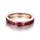 Princess Cut Genuine Ruby July Birthstone Band 18K Gold - Lord of Gem Rings