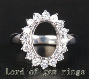 Princess Diana Halo Diamond Setting Oval Semi Mount Ring - Lord of Gem Rings