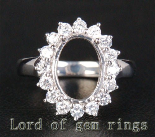 Princess Diana Halo Diamond Setting Oval Semi Mount Ring - Lord of Gem Rings