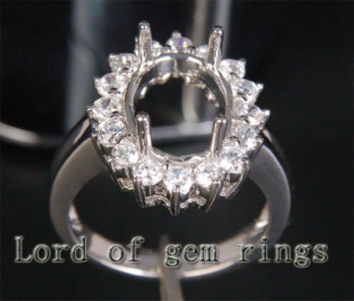 Princess Diana Halo Diamond Setting Oval Semi Mount Ring - Lord of Gem Rings