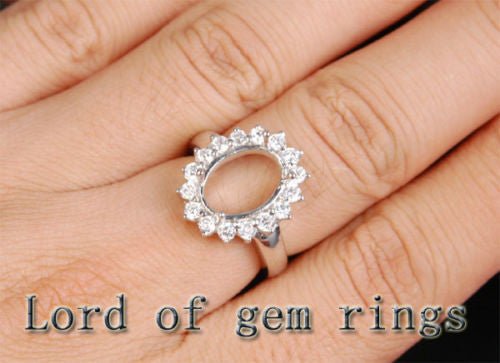 Princess Diana Halo Diamond Setting Oval Semi Mount Ring - Lord of Gem Rings