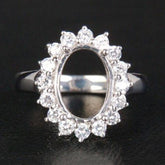 Princess Diana Halo Diamond Setting Oval Semi Mount Ring - Lord of Gem Rings