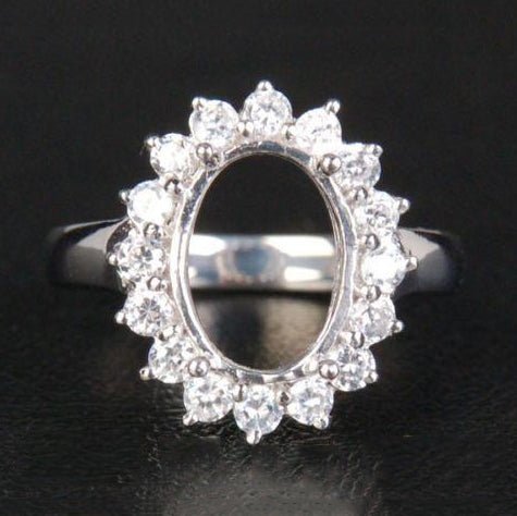 Princess Diana Halo Diamond Setting Oval Semi Mount Ring