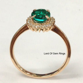 Princess Diana Oval Emerald Diamond Engagement Ring - Lord of Gem Rings