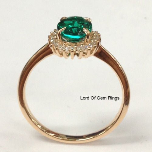 Princess Diana Oval Emerald Diamond Engagement Ring - Lord of Gem Rings