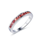 Princess Red Garnet Half Eternity January Birthstone Band in 14K Gold - Lord of Gem Rings