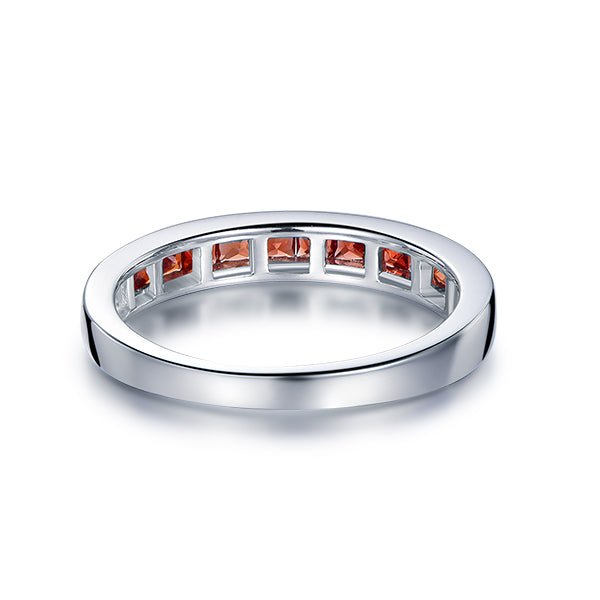 Princess Red Garnet Half Eternity January Birthstone Band in 14K Gold - Lord of Gem Rings