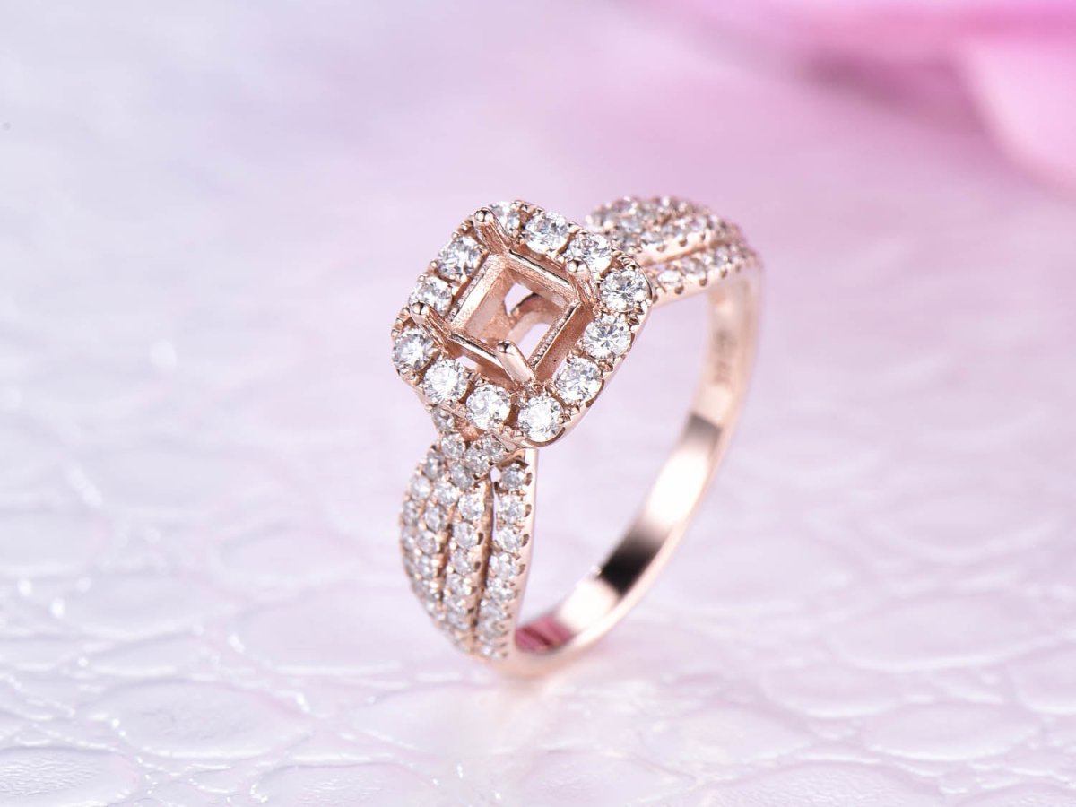 Princess Semi Mount Ring Infinity Diamond Shank - Lord of Gem Rings