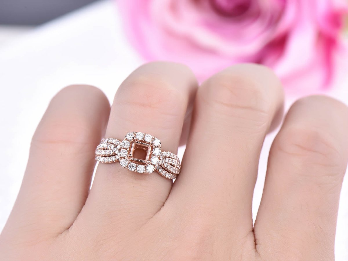 Princess Semi Mount Ring Infinity Diamond Shank - Lord of Gem Rings