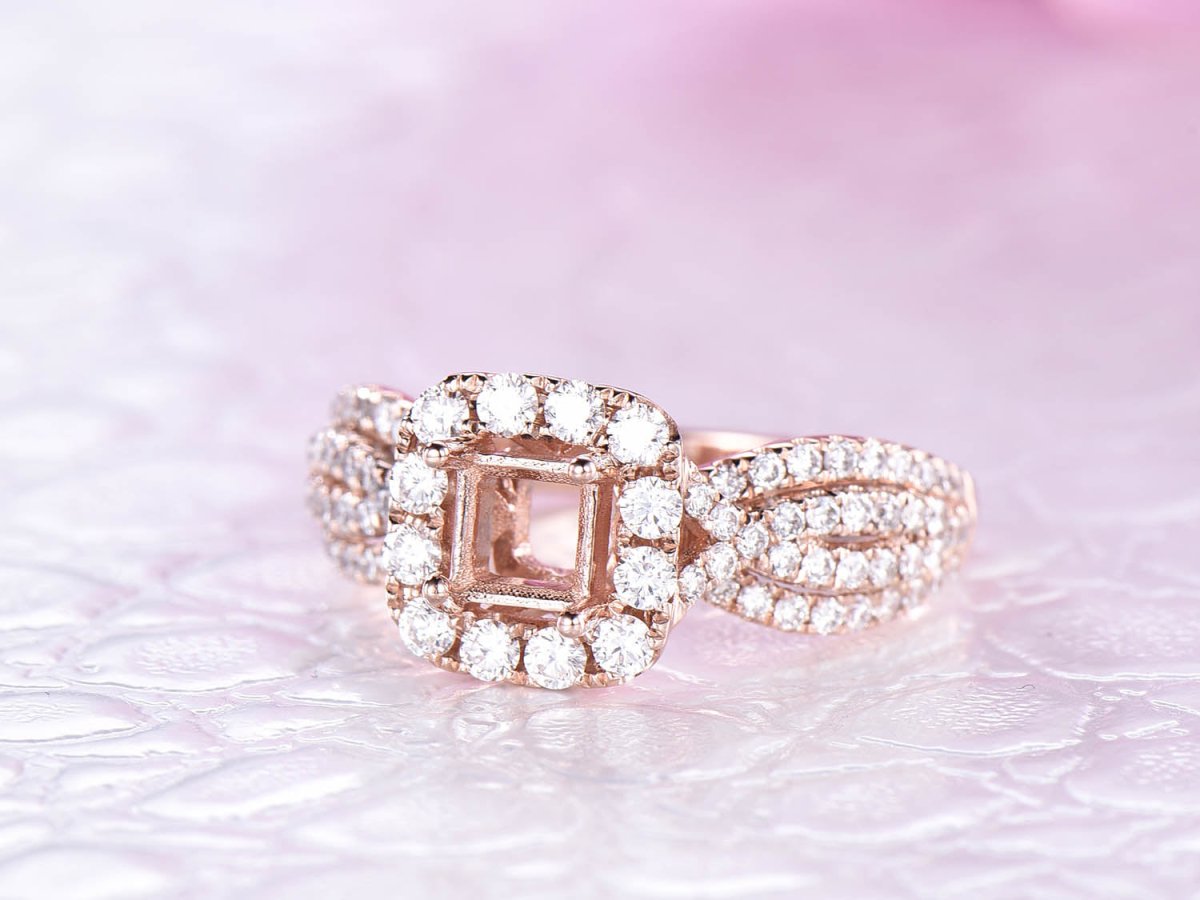 Princess Semi Mount Ring Infinity Diamond Shank - Lord of Gem Rings