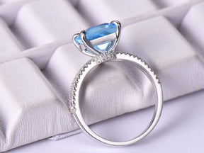 Princess Swiss Blue Topaz United - as - One Chevron Diamond Bridal Set - Lord of Gem Rings