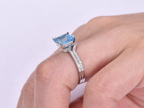 Princess Swiss Blue Topaz United - as - One Chevron Diamond Bridal Set - Lord of Gem Rings
