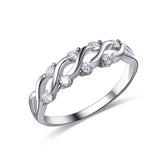 Prong - Set Diamond Floating Criss - cross Wedding Band 14k White Gold - Lord of Gem Rings
