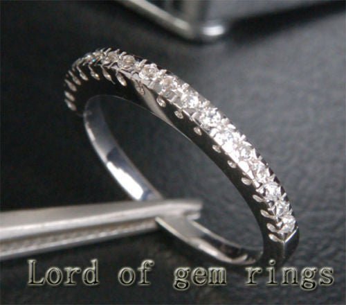 Prong-Set Diamond Half Eternity Wedding Band 14K White Gold