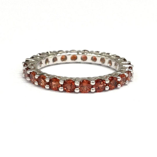 Prong-Set Garnet Full Eternity January Birthstone Band