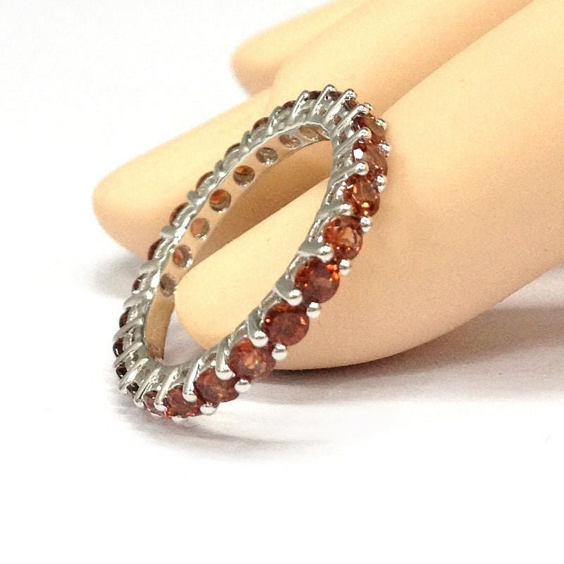 Prong - Set Garnet Full Eternity January Birthstone Band - Lord of Gem Rings