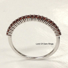 Prong - Set Garnet Half Eternity January Birthstone Band - Lord of Gem Rings