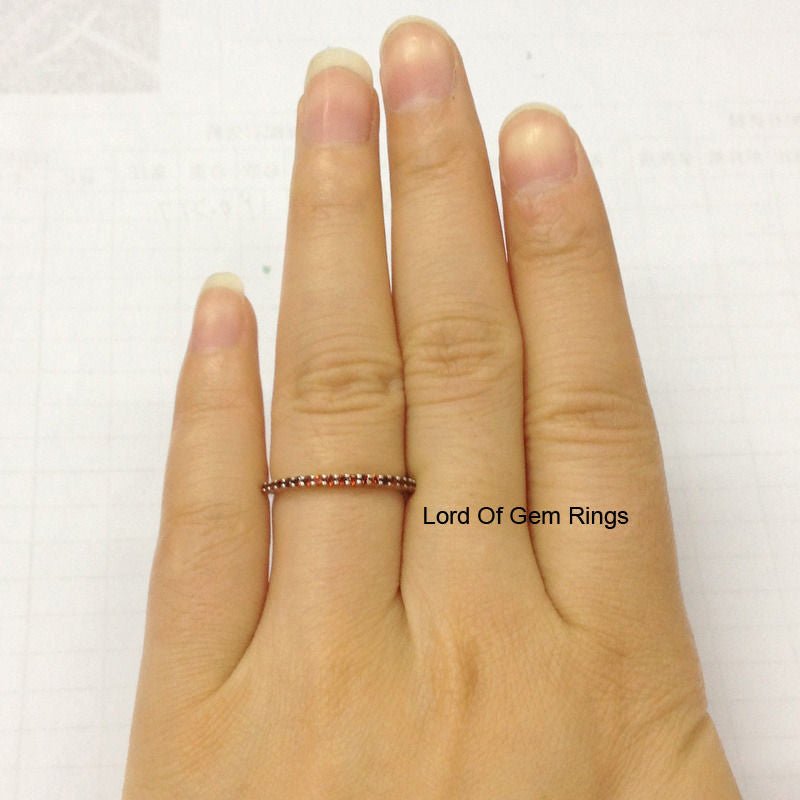 Prong - Set Garnet Half Eternity January Birthstone Band - Lord of Gem Rings