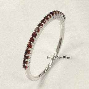 Prong - Set Garnet Half Eternity January Birthstone Band - Lord of Gem Rings