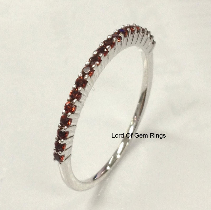Prong - Set Garnet Half Eternity January Birthstone Band - Lord of Gem Rings