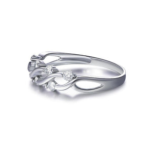 Prong - Set Moissanite Floating Criss - cross Wedding Band 14k White Gold - Lord of Gem Rings